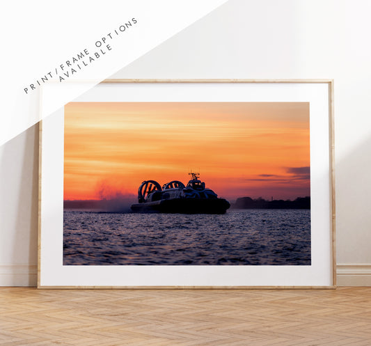 Hovercraft Sunset - Photography Print - Portsmouth and Southsea Prints - Wall Art -  Frame and Canvas Options - Landscape