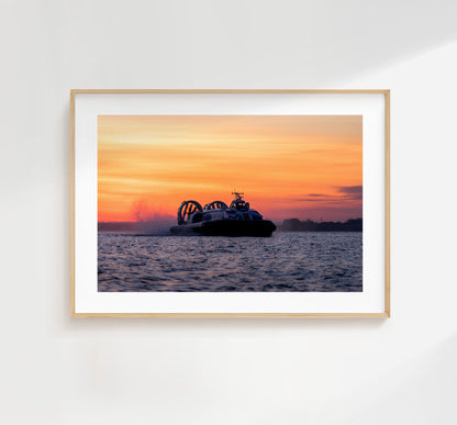 Hovercraft Sunset - Photography Print - Portsmouth and Southsea Prints - Wall Art -  Frame and Canvas Options - Landscape