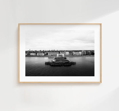 South Parade Pier - Photography Print - Portsmouth and Southsea Prints - Wall Art -  Frame and Canvas Options - Landscape - BW - Aerial