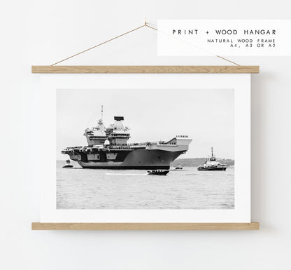 HMS Queen Elizabeth - Photography Print - Portsmouth and Southsea Prints - Wall Art -  Frame and Canvas Options - Landscape - BW