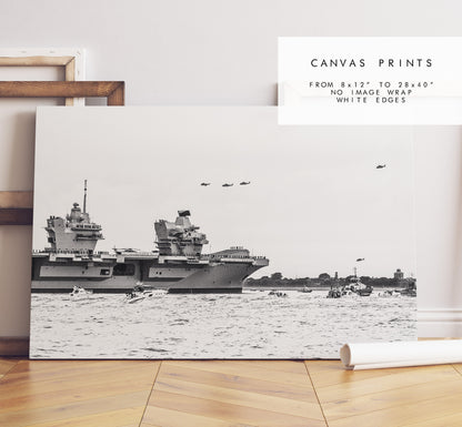 HMS Queen Elizabeth - Photography Print - Portsmouth and Southsea Prints - Wall Art -  Frame and Canvas Options - Landscape - BW