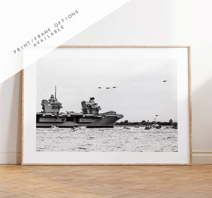 HMS Queen Elizabeth - Photography Print - Portsmouth and Southsea Prints - Wall Art -  Frame and Canvas Options - Landscape - BW