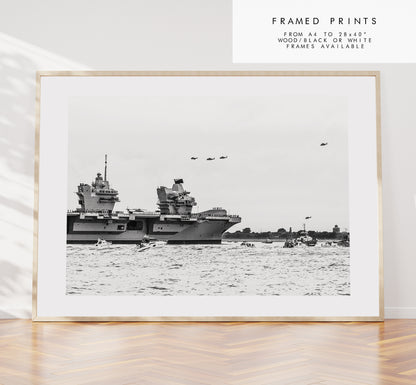 HMS Queen Elizabeth - Photography Print - Portsmouth and Southsea Prints - Wall Art -  Frame and Canvas Options - Landscape - BW