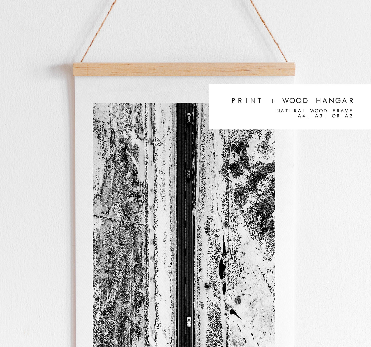 Icelandic Roads - Iceland Photography Print - Iceland Wall Art - Iceland Poster - Aerial Photography - Black and White Photography - Snowy