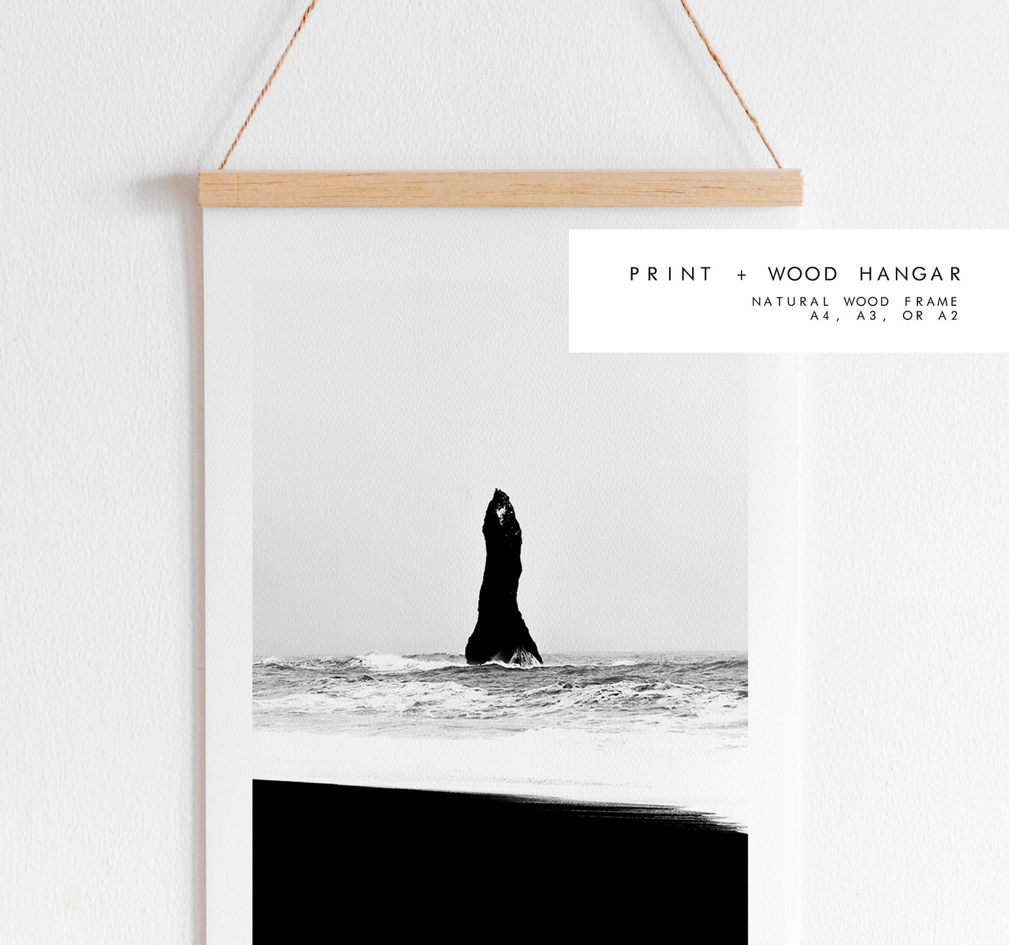 Reynisfjara - Iceland Photography Print - Iceland Wall Art - Iceland Poster - Black and White Photography - Minimalist - Black Sand Beach