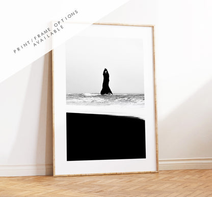 Reynisfjara - Iceland Photography Print - Iceland Wall Art - Iceland Poster - Black and White Photography - Minimalist - Black Sand Beach