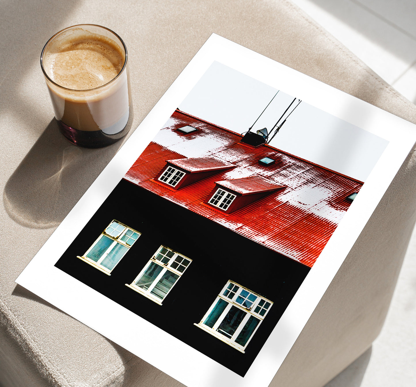 Icelandic Architecture - Iceland Photography Print - Iceland Wall Art - Iceland Poster - Icelandic Houses - Iceland Architecture - Red Black