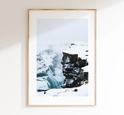 Gullfoss Waterfall - Iceland Photography Print - Iceland Wall Art - Iceland Poster - Gullfoss - Iceland Waterfall - Winter - Golden Circle