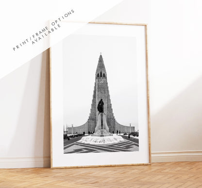 Reykjavik Print - Hallgrimskirkja -Iceland Photography Print - Iceland Wall Art - Iceland Poster - Black and White Photography - Church