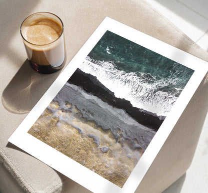 Black Beach - Iceland Photography Print - Iceland Wall Art - Iceland Poster - Aerial Photography - Iceland Black Sand Beach - Iceland Beach