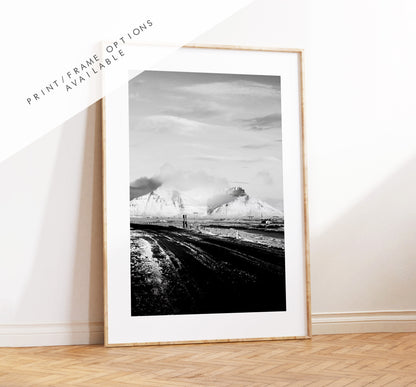 Icelandic Mountains - Iceland Photography Print - Iceland Wall Art - Iceland Poster - Black and White Photography - Mountain Wall Art - Gift