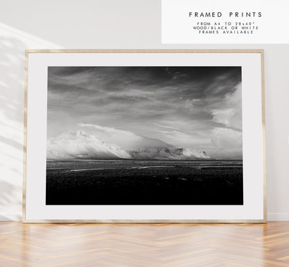 Iceland Mountains - Iceland Photography Print - Iceland Wall Art - Iceland Poster - Black and White Photography - Landscape - Mountain Print