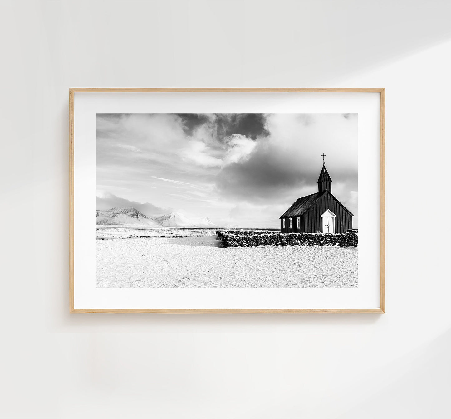 Budir Church - Iceland Photography Print - Iceland Wall Art - Iceland Poster - Black and White Photography - Landscape - Architecture - Art