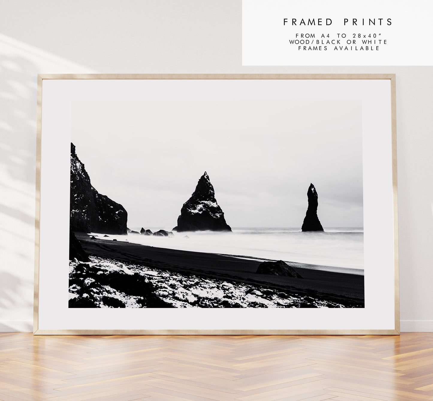 Reynisfjara Beach - Iceland Photography Print - Iceland Wall Art - Iceland Poster - Black and White Photography - Landscape Beach Print