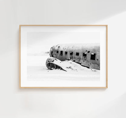 Solheimasandur Print - Iceland Photography Print - Iceland Wall Art - Iceland Poster - Black and White Photography - Landscape - Plane Crash