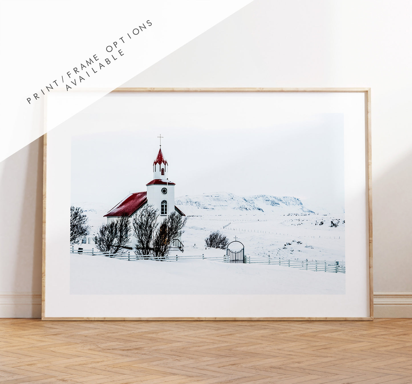 Icelandic Church - Iceland Photography Print - Iceland Wall Art - Iceland Poster - Landscape - Iceland Print - Contemporary - Winter - Snow