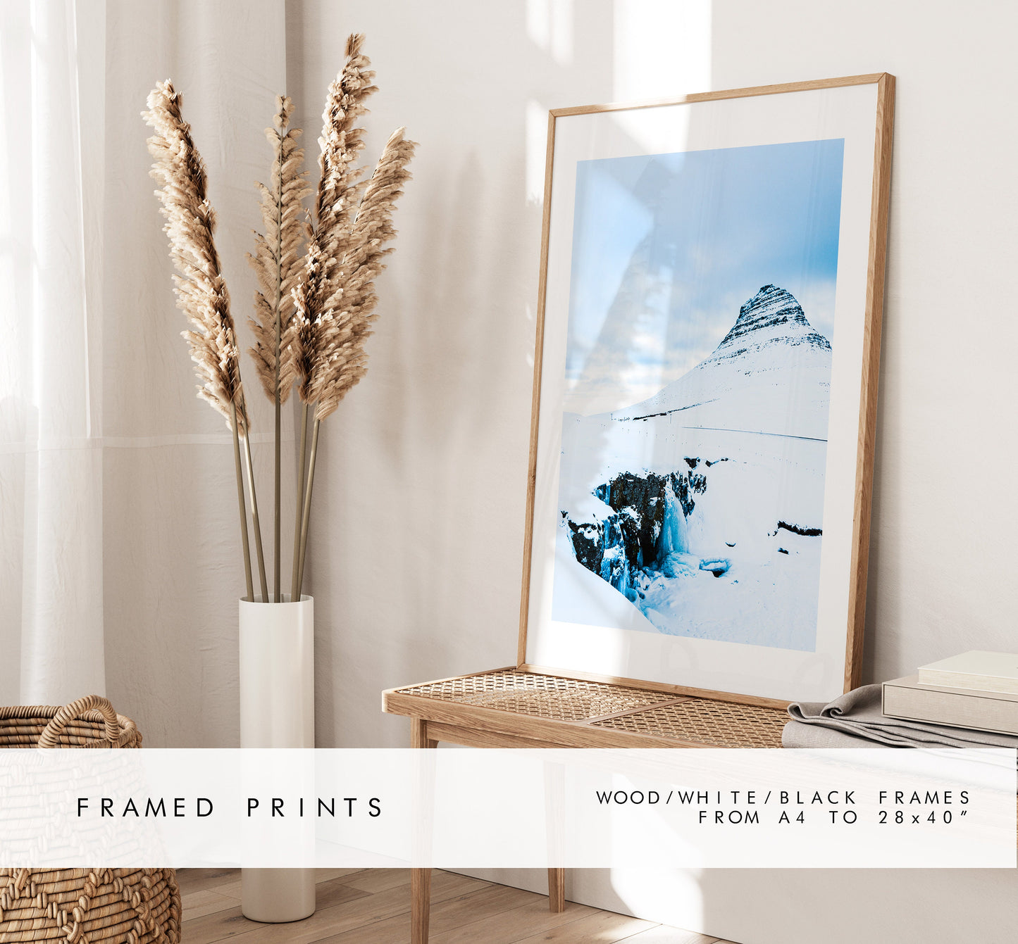 Iceland Print Set - Winter Landscapes - Print Set x3 - Iceland Landscape - Mountains - Minimalist Wall Art - Contemporary - White Wall Art