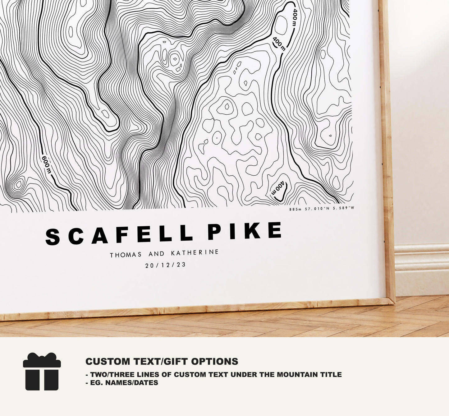 Scafell Pike Print - Contour Map - Scafell Pike Poster - Lake District - Topographic Map - Print - Wall Art - Scafell Pike Map - Topography