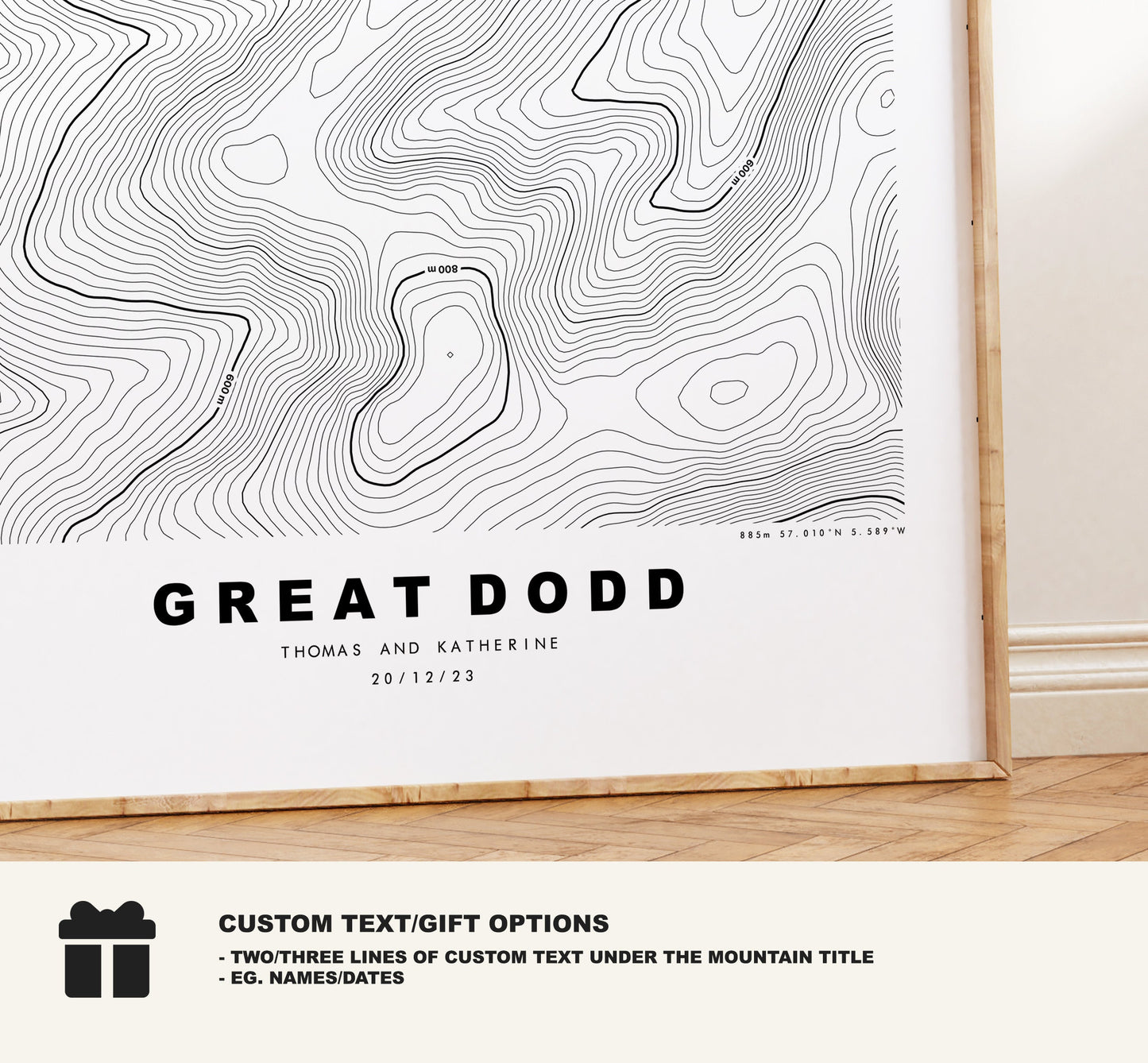 Great Dodd Print - Contour Map -  Great Dodd Lake District Map - Lake District - Topographic Map - Print - Poster - Wall Art - Topography