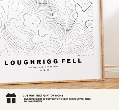 Loughrigg Fell Print - Contour Map -  Ambleside Lake District Map - Lake District - Topographic Map - Print - Poster - Wall Art - Topography