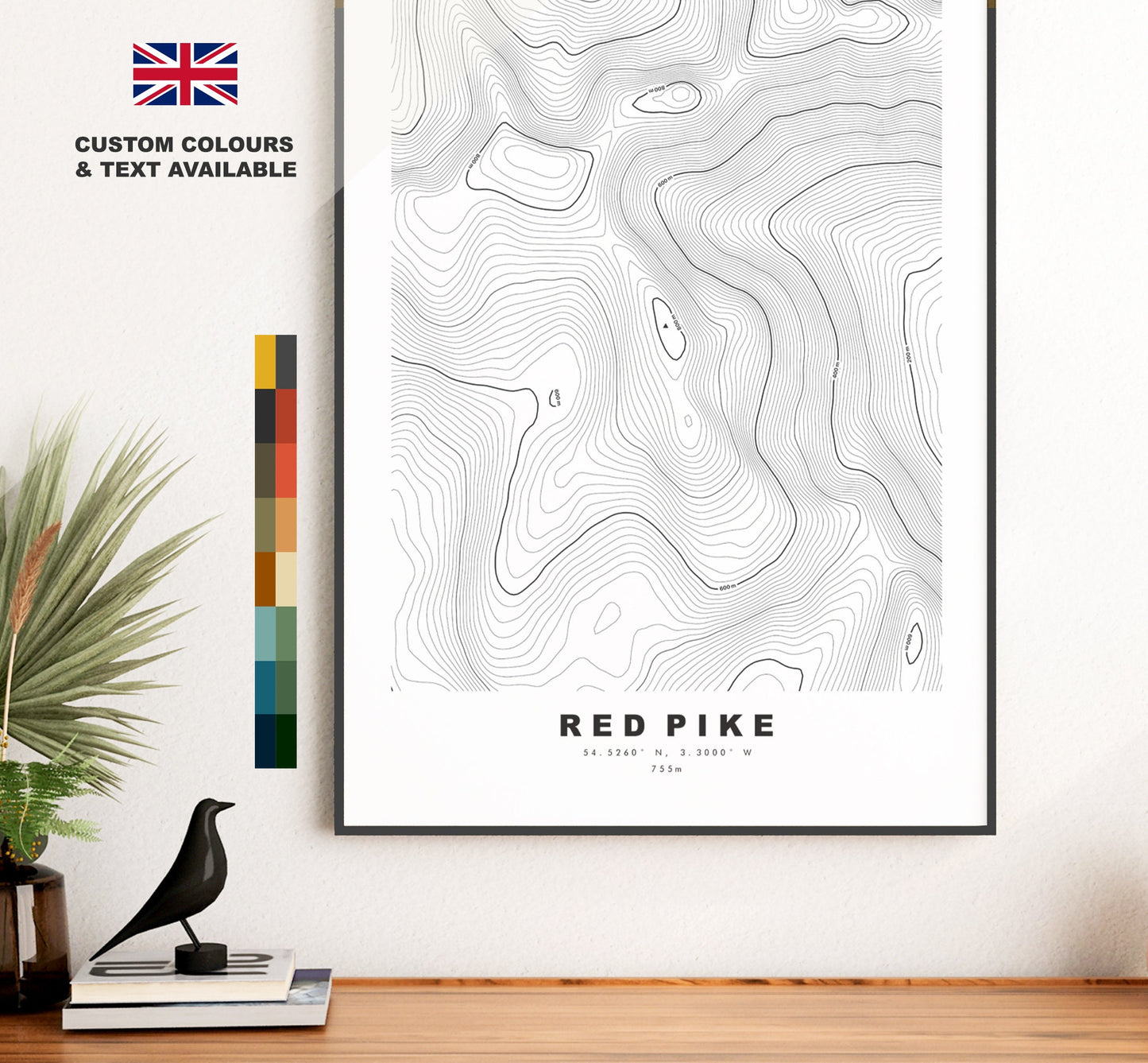 Red Pike Print - Contour Map -  Red Pike Lake District Map - Lake District - Topographic Map - Print - Poster - Wall Art - Topography