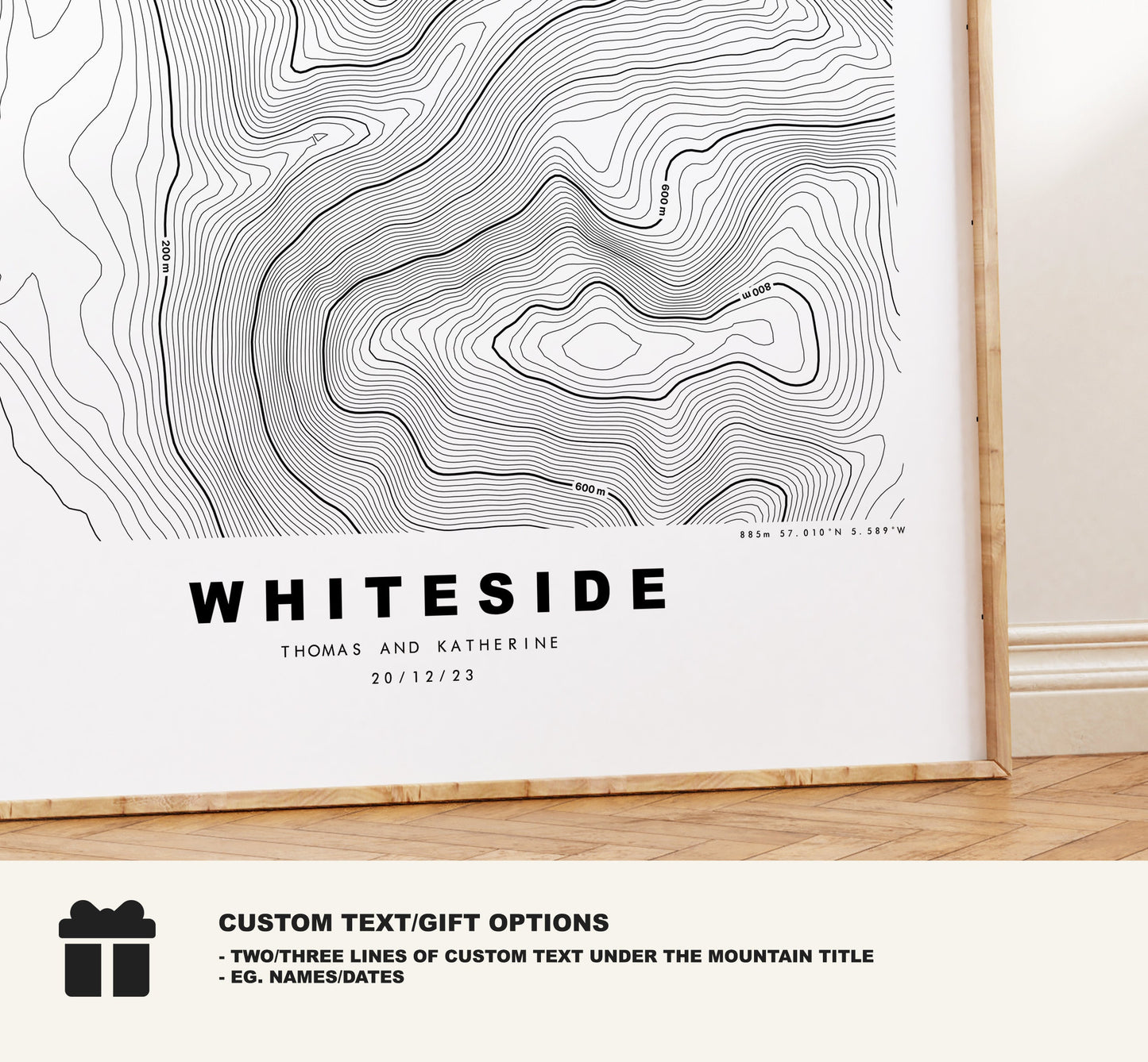 Whiteside Print - Contour Map -  Whiteside Lake District Map - Lake District - Topographic Map - Print - Poster - Wall Art - Topography