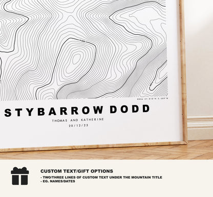 Stybarrow Dodd Print - Contour Map -  Stybarrow Dodd Lake District Map - Lake District - Topographic Map - Print - Poster - Wall Art