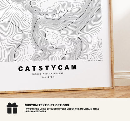 Catstycam Print - Contour Map -  Catstye Cam Lake District Map - Lake District - Topographic Map - Print - Poster - Wall Art - Topography