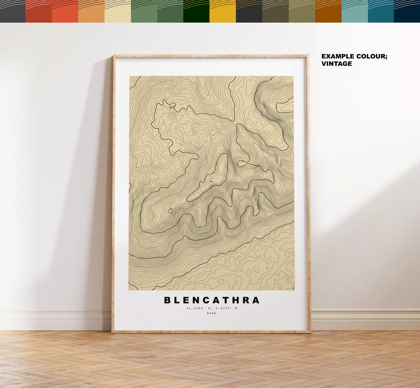 Bowfell Print - Contour Map -  Bowfell Lake District Map - Lake District - Topographic Map - Print - Poster - Wall Art - Topography