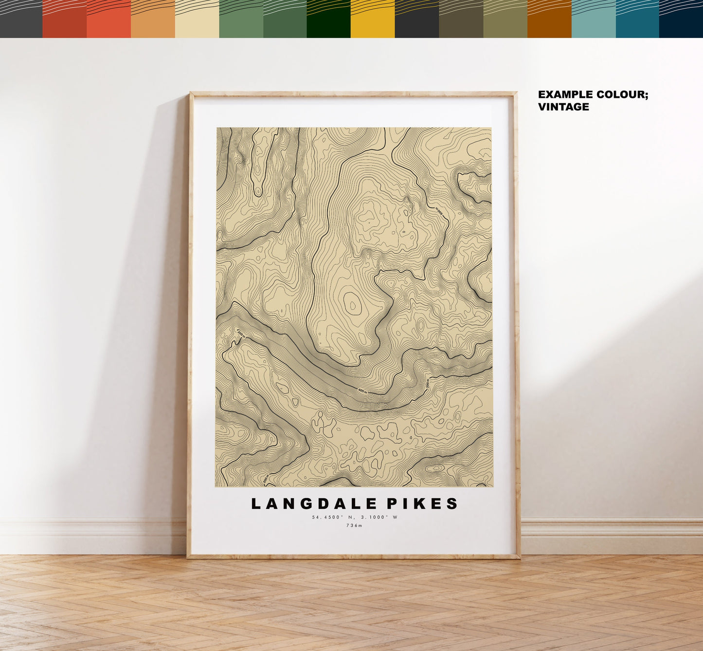 Langdale Pikes Print - Contour Map -  Langdales Lake District Map - Lake District - Topographic Map - Print - Poster - Wall Art - Topography