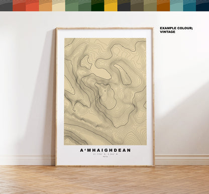 A' Mhaighdean Print - Contour Map - A' Mhaighdean Poster - Scotland - Topographic Map - Print - Wall Art - A' Mhaighdean Map