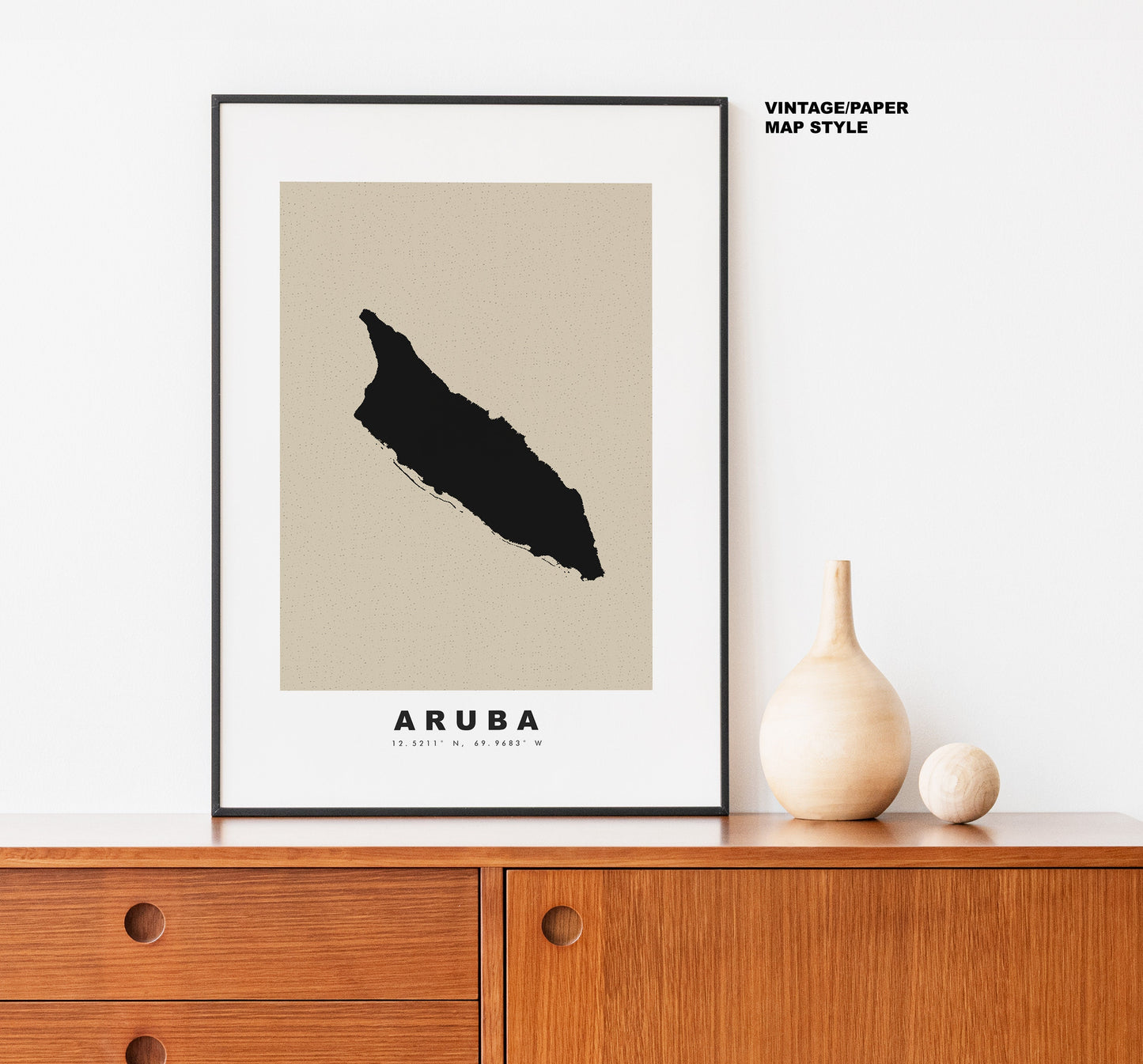 Aruba Map Print - Personalised Map Gift - Framed or Canvas Options Available - Custom Text Options - Personalised Gift - Caribbean