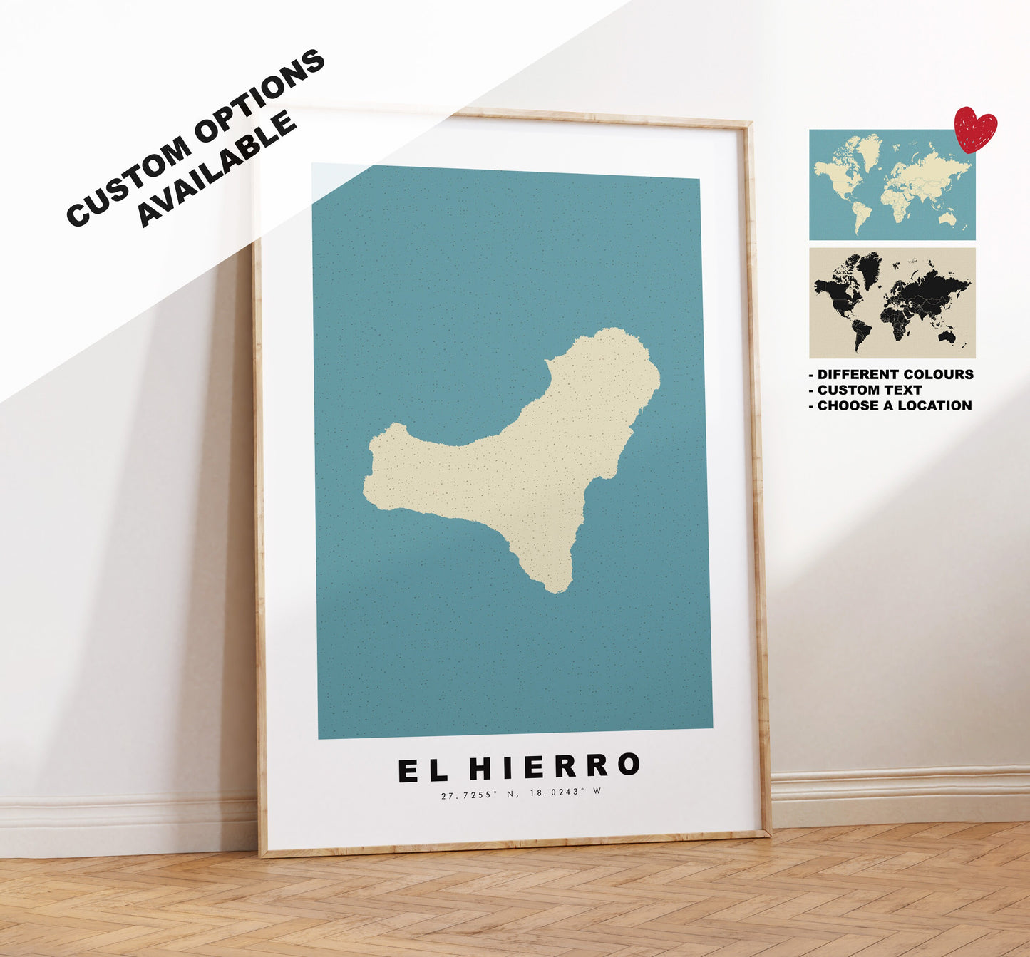 El Hierro Map Print - Personalised Map Gift - Framed or Canvas Options Available - Custom Text Options - Personalised Gift - Spain & Islands