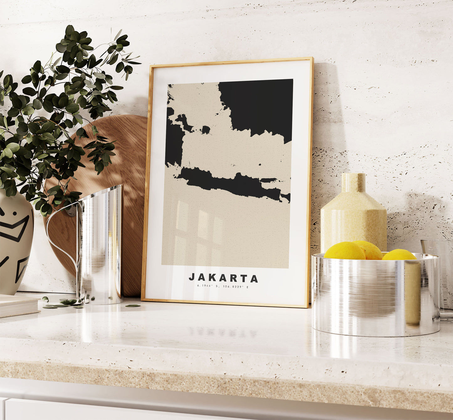 Jakarta Map Print - Personalised Map Gift - Framed or Canvas Options Available - Custom Text Options - Personalised Gift - Asia