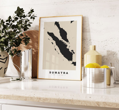 Sumatra Map Print - Personalised Map Gift - Framed or Canvas Options Available - Custom Text Options - Personalised Gift - Asia