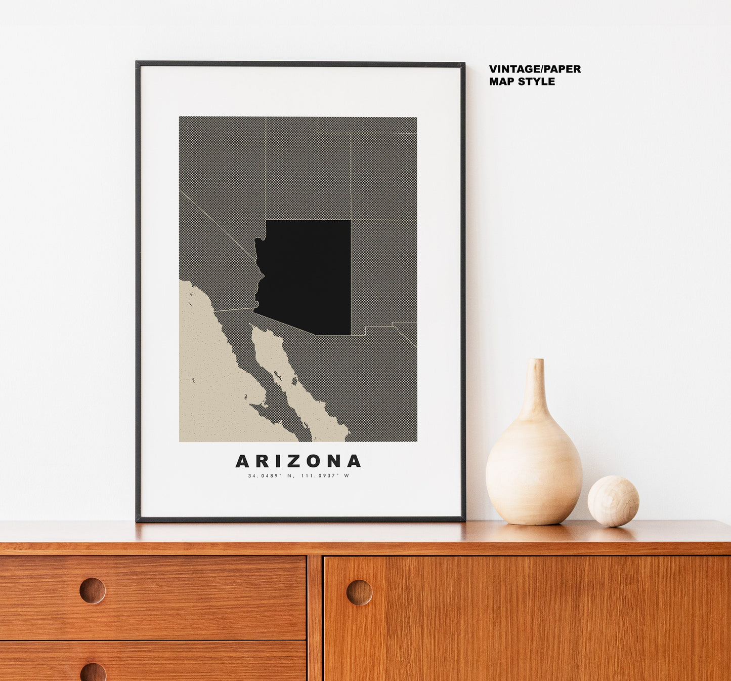 Arizona Map Print - Personalised Map Gift - Framed or Canvas Options Available - Custom Text Options - Personalised Gift - US States & Islands