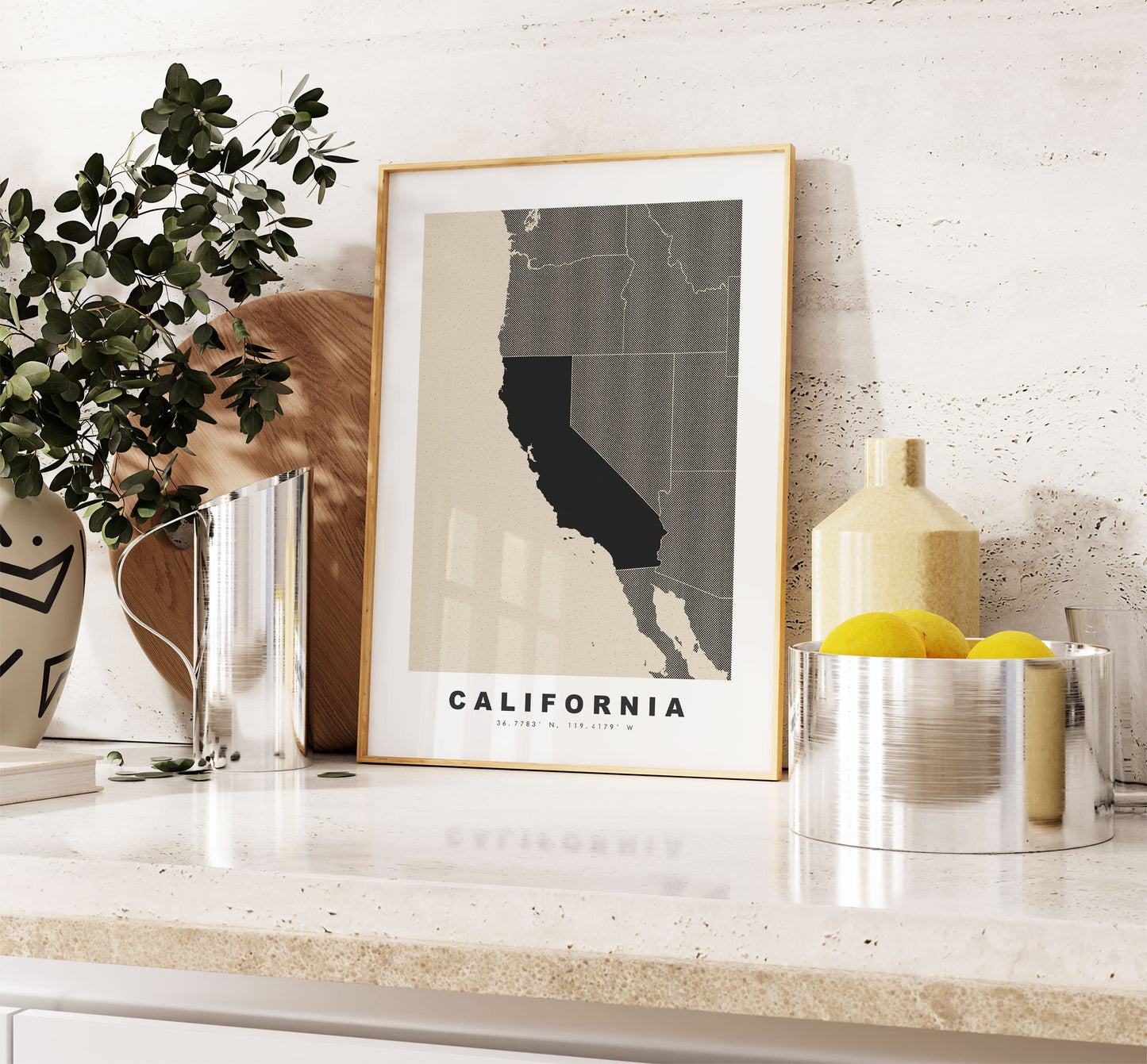 California Map Print - Personalised Map Gift - Framed or Canvas Options Available - Custom Text Options - Personalised Gift - US States & Islands