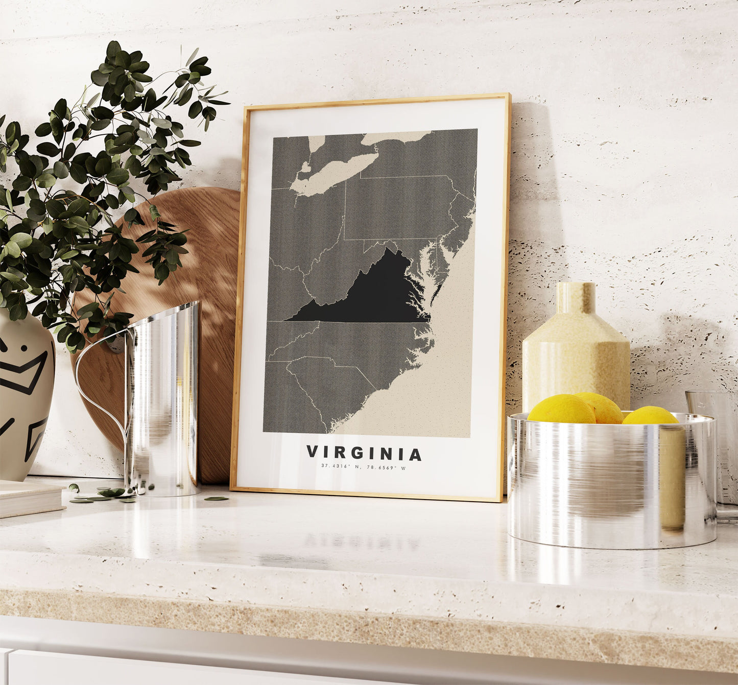 Virginia Map Print - Personalised Map Gift - Framed or Canvas Options Available - Custom Text Options - Personalised Gift - US States & Islands