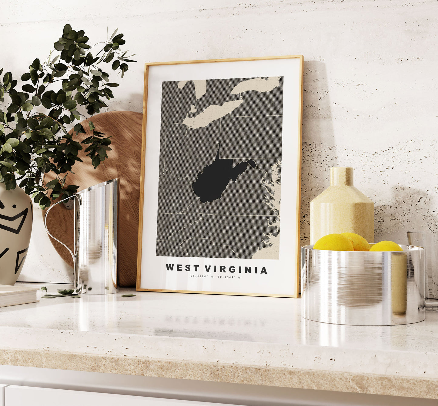 West Virginia Map Print - Personalised Map Gift - Framed or Canvas Options Available - Custom Text Options - Personalised Gift - US States and Islands