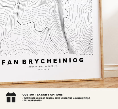 Fan Brycheiniog Print - Contour Map - Poster - Wales - Topographic Map - Print - Poster - Wall Art - Fan Brycheiniog - Black Mountains