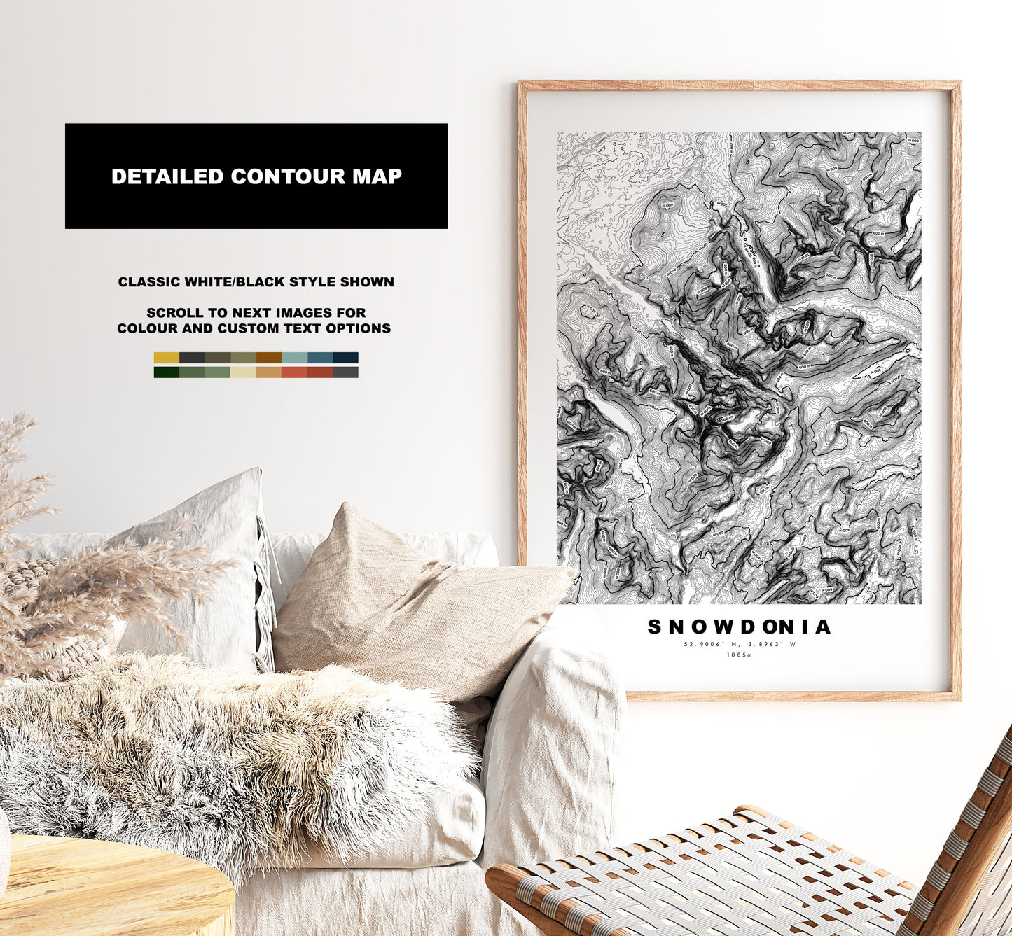 Snowdonia Print - Contour Map -  Snowdonia Map - Topographic Map - Print - Poster - Wall Art - Snowdonia Gift - Snowdon - Topography - Wales