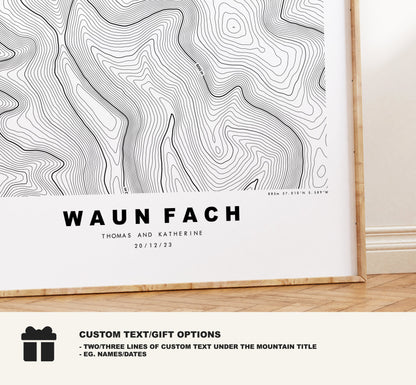 Waun Fach Print - Contour Map - Black Mountains - Wales - Topographic Map - Print - Poster - Wall Art - Waun Fach Poster - Map Print