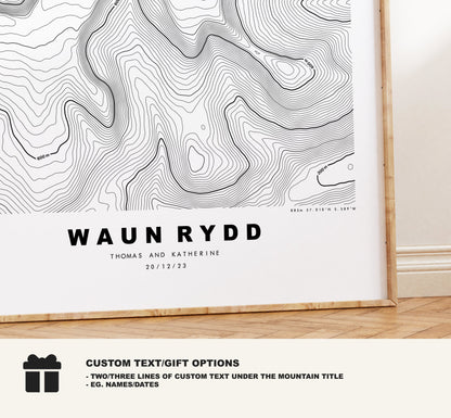 Waun Rydd Print - Contour Map - Brecon Beacons - Wales - Topographic Map - Print - Poster - Wall Art - Waun Rydd Poster - Map Print