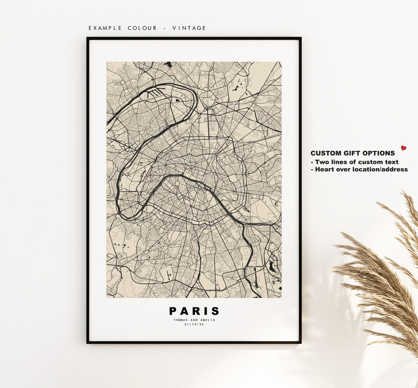 Paris Map Print - City Map Poster - Map Wall Art - France City Maps - Paris Print - Paris Poster - Minimalist City Map - France