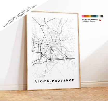 Aix en Provence Map Print - City Map Poster - Map Wall Art - France City Maps - Minimalist City Map - Aix en Provence, France