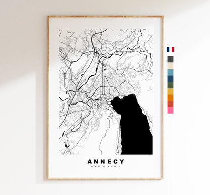 Annecy Map Print - City Map Poster - Map Wall Art - France City Maps - Annecy Print - Annecy Poster - Minimalist City Map - France