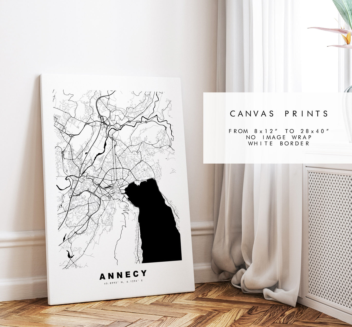 Annecy Map Print - City Map Poster - Map Wall Art - France City Maps - Annecy Print - Annecy Poster - Minimalist City Map - France