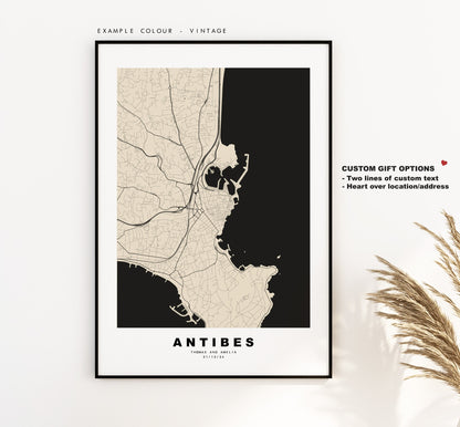 Antibes Map Print - City Map Poster - Map Wall Art - France City Maps - Antibes Print - Antibes Poster - Minimalist City Map - France