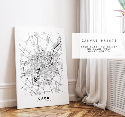 Caen Map Print - City Map Poster - Map Wall Art - France City Maps - Caen Print - Caen Poster - Minimalist City Map - France