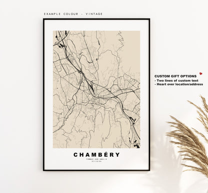 Chambery Map Print - City Map Poster - Map Wall Art - France City Maps - Chambéry Print - Chambéry Poster - Minimalist City Map - France